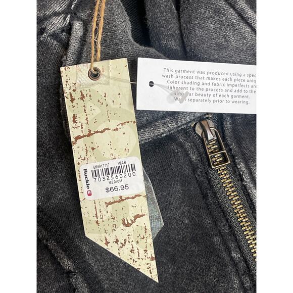 Gimmicks Pieced Sweater Jacket Washed Black Terry Zip Front jacket Sz M NWT - Picture 6 of 10